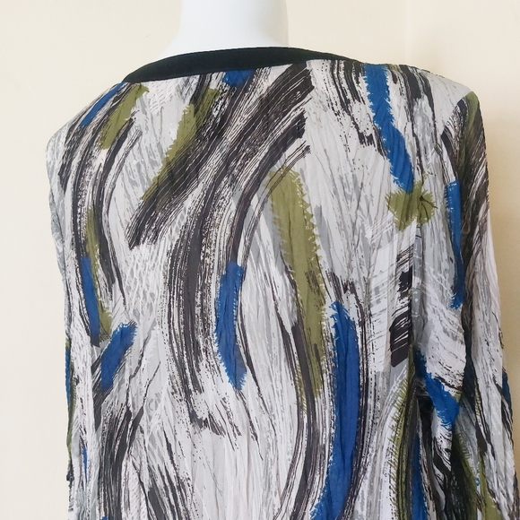 Lane Bryant Plus Size Sheer Blue Green Lightweight Cover Up Work Wear Blouse - Picture 7 of 11